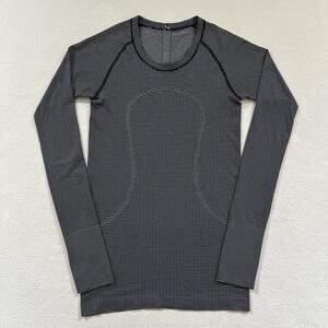 Lululemon True Navy Blue White Swiftly Tech Long Sleeve Crew Seamless Shirt 6